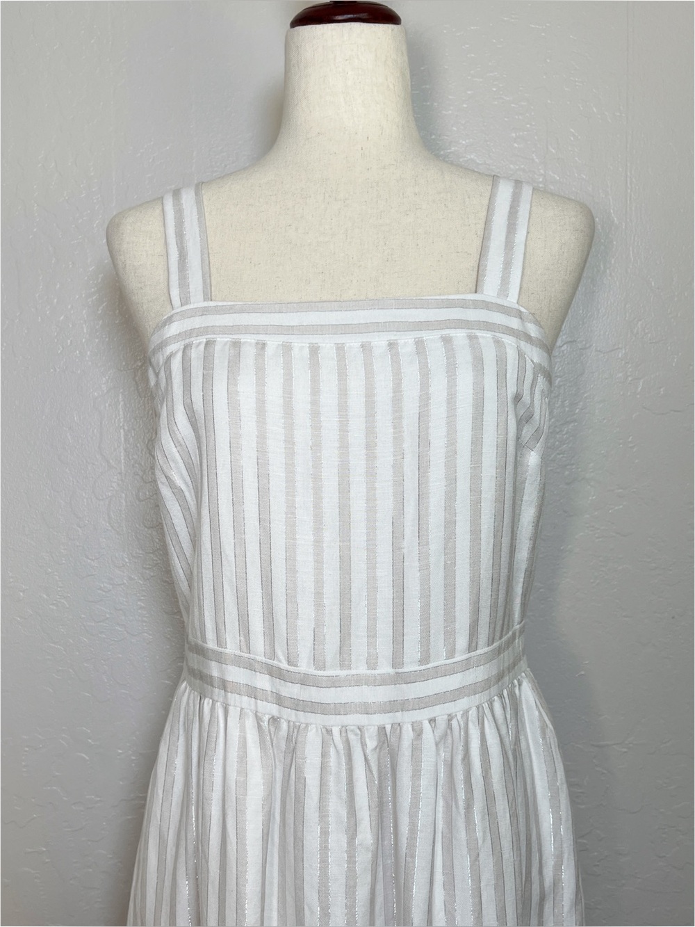 LOFT White and Light Gray Striped Maxi Dress - Picture 5 of 12